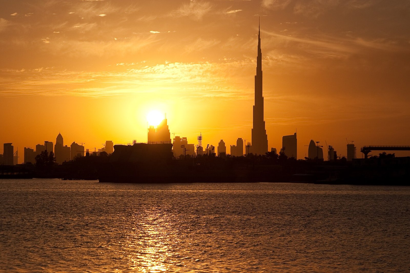 Dubai skyline at sunset